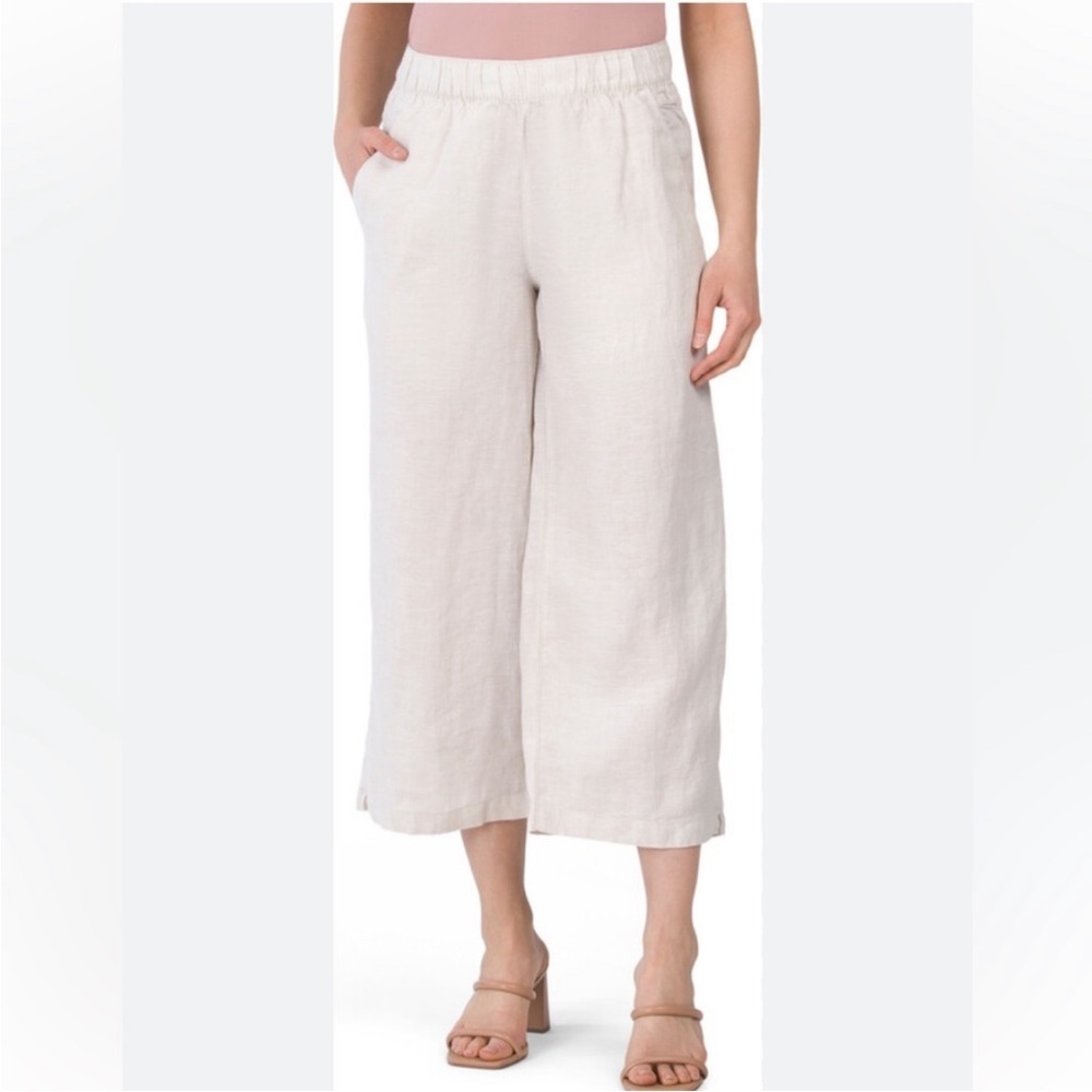 Cynthia Rowley 100% Linen Cropped culotte style crop Pant wide leg lagen look M - Picture 12 of 12
